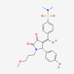 molecular formula C23H26N2O7S B5443483 4-[4-hydroxy-2-(4-hydroxyphenyl)-1-(3-methoxypropyl)-5-oxo-2,5-dihydro-1H-pyrrole-3-carbonyl]-N,N-dimethylbenzene-1-sulfonamide 