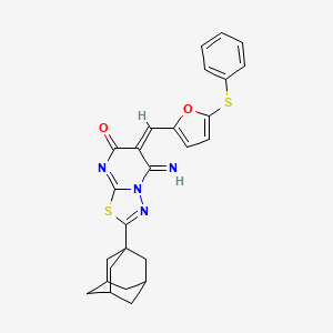 (6E)-2-(1-adamantyl)-5-imino-6-[(5-phenylsulfanylfuran-2-yl)methylidene]-[1,3,4]thiadiazolo[3,2-a]pyrimidin-7-one