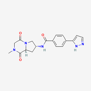 molecular formula C18H19N5O3 B5443541 N-[(7R,8aS)-2-methyl-1,4-dioxooctahydropyrrolo[1,2-a]pyrazin-7-yl]-4-(1H-pyrazol-5-yl)benzamide 