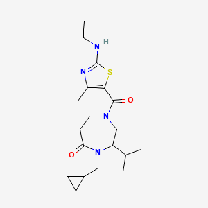 molecular formula C19H30N4O2S B5443591 4-(cyclopropylmethyl)-1-{[2-(ethylamino)-4-methyl-1,3-thiazol-5-yl]carbonyl}-3-isopropyl-1,4-diazepan-5-one 