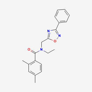 molecular formula C20H21N3O2 B5443633 N-ethyl-2,4-dimethyl-N-[(3-phenyl-1,2,4-oxadiazol-5-yl)methyl]benzamide 