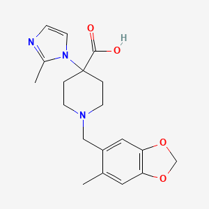 molecular formula C19H23N3O4 B5443641 1-[(6-Methyl-1,3-benzodioxol-5-yl)methyl]-4-(2-methylimidazol-1-yl)piperidine-4-carboxylic acid 