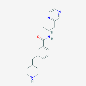 molecular formula C20H26N4O B5443657 N-[1-methyl-2-(2-pyrazinyl)ethyl]-3-(4-piperidinylmethyl)benzamide 