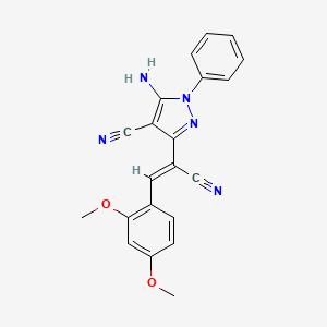 5-amino-3-[(Z)-1-cyano-2-(2,4-dimethoxyphenyl)ethenyl]-1-phenylpyrazole-4-carbonitrile