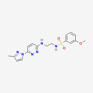 molecular formula C17H20N6O3S B5443791 3-methoxy-N-(2-{[6-(3-methyl-1H-pyrazol-1-yl)-3-pyridazinyl]amino}ethyl)benzenesulfonamide 