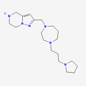 molecular formula C19H34N6 B5443825 2-({4-[3-(1-pyrrolidinyl)propyl]-1,4-diazepan-1-yl}methyl)-4,5,6,7-tetrahydropyrazolo[1,5-a]pyrazine dihydrochloride 