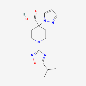 molecular formula C14H19N5O3 B5443841 1-(5-isopropyl-1,2,4-oxadiazol-3-yl)-4-(1H-pyrazol-1-yl)piperidine-4-carboxylic acid 