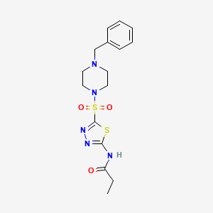 N-{5-[(4-benzyl-1-piperazinyl)sulfonyl]-1,3,4-thiadiazol-2-yl}propanamide