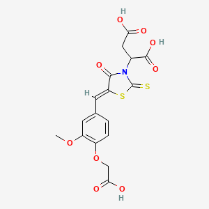 2-{5-[4-(carboxymethoxy)-3-methoxybenzylidene]-4-oxo-2-thioxo-1,3-thiazolidin-3-yl}succinic acid