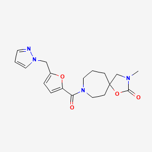 3-methyl-8-[5-(1H-pyrazol-1-ylmethyl)-2-furoyl]-1-oxa-3,8-diazaspiro[4.6]undecan-2-one