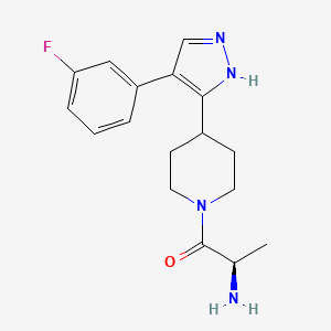 (2R)-2-amino-1-[4-[4-(3-fluorophenyl)-1H-pyrazol-5-yl]piperidin-1-yl]propan-1-one