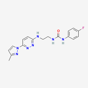 N-(4-fluorophenyl)-N'-(2-{[6-(3-methyl-1H-pyrazol-1-yl)-3-pyridazinyl]amino}ethyl)urea