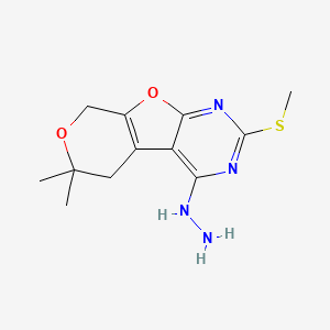 4-hydrazino-6,6-dimethyl-2-(methylthio)-5,8-dihydro-6H-pyrano[4',3':4,5]furo[2,3-d]pyrimidine