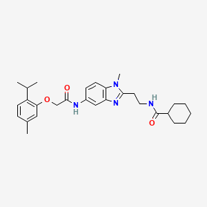 N-[2-(1-METHYL-5-{2-[5-METHYL-2-(PROPAN-2-YL)PHENOXY]ACETAMIDO}-1H-1,3-BENZODIAZOL-2-YL)ETHYL]CYCLOHEXANECARBOXAMIDE