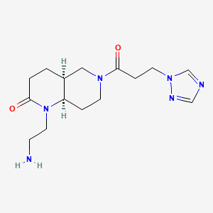 molecular formula C15H24N6O2 B5444588 rel-(4aS,8aR)-1-(2-aminoethyl)-6-[3-(1H-1,2,4-triazol-1-yl)propanoyl]octahydro-1,6-naphthyridin-2(1H)-one hydrochloride 