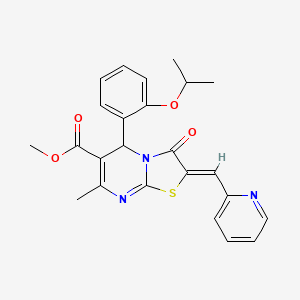 methyl (2Z)-7-methyl-3-oxo-5-(2-propan-2-yloxyphenyl)-2-(pyridin-2-ylmethylidene)-5H-[1,3]thiazolo[3,2-a]pyrimidine-6-carboxylate