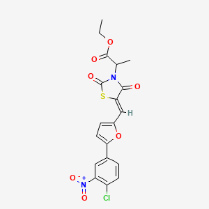 molecular formula C19H15ClN2O7S B5444962 ethyl 2-[(5Z)-5-{[5-(4-chloro-3-nitrophenyl)furan-2-yl]methylidene}-2,4-dioxo-1,3-thiazolidin-3-yl]propanoate 