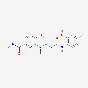 3-{2-[(4-fluoro-2-hydroxyphenyl)amino]-2-oxoethyl}-N,N,4-trimethyl-3,4-dihydro-2H-1,4-benzoxazine-6-carboxamide