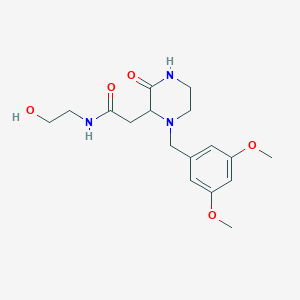 2-[1-(3,5-dimethoxybenzyl)-3-oxo-2-piperazinyl]-N-(2-hydroxyethyl)acetamide