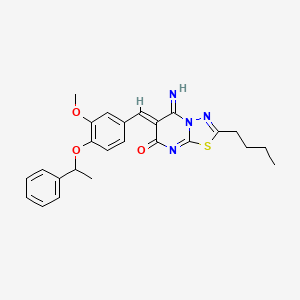 (6Z)-2-butyl-5-imino-6-[[3-methoxy-4-(1-phenylethoxy)phenyl]methylidene]-[1,3,4]thiadiazolo[3,2-a]pyrimidin-7-one