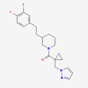 3-[2-(3,4-difluorophenyl)ethyl]-1-{[1-(1H-pyrazol-1-ylmethyl)cyclopropyl]carbonyl}piperidine