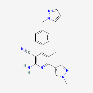 2-amino-5-methyl-6-(1-methyl-1H-pyrazol-4-yl)-4-[4-(1H-pyrazol-1-ylmethyl)phenyl]nicotinonitrile