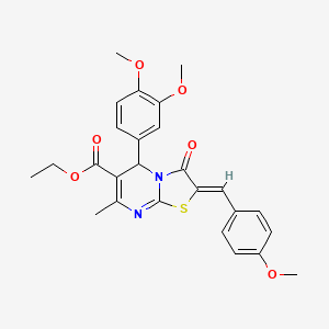 ETHYL (2Z)-5-(3,4-DIMETHOXYPHENYL)-2-[(4-METHOXYPHENYL)METHYLIDENE]-7-METHYL-3-OXO-2H,3H,5H-[1,3]THIAZOLO[3,2-A]PYRIMIDINE-6-CARBOXYLATE