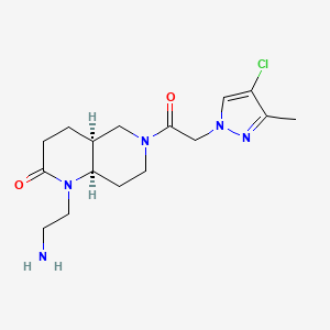 molecular formula C16H24ClN5O2 B5445787 rel-(4aS,8aR)-1-(2-aminoethyl)-6-[(4-chloro-3-methyl-1H-pyrazol-1-yl)acetyl]octahydro-1,6-naphthyridin-2(1H)-one hydrochloride 