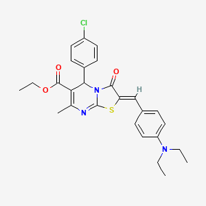 molecular formula C27H28ClN3O3S B5446009 Ethyl (2Z)-5-(4-chlorophenyl)-2-{[4-(diethylamino)phenyl]methylidene}-7-methyl-3-oxo-2H,3H,5H-[1,3]thiazolo[3,2-A]pyrimidine-6-carboxylate 