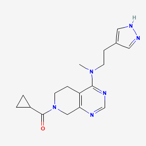 molecular formula C17H22N6O B5446531 cyclopropyl-[4-[methyl-[2-(1H-pyrazol-4-yl)ethyl]amino]-6,8-dihydro-5H-pyrido[3,4-d]pyrimidin-7-yl]methanone 