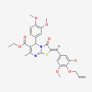 molecular formula C29H29BrN2O7S B5447096 Ethyl (2Z)-2-{[3-bromo-5-methoxy-4-(prop-2-EN-1-yloxy)phenyl]methylidene}-5-(3,4-dimethoxyphenyl)-7-methyl-3-oxo-2H,3H,5H-[1,3]thiazolo[3,2-A]pyrimidine-6-carboxylate 