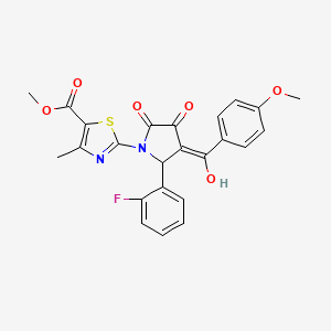 molecular formula C24H19FN2O6S B5447218 methyl 2-[2-(2-fluorophenyl)-4-hydroxy-3-(4-methoxybenzoyl)-5-oxo-2,5-dihydro-1H-pyrrol-1-yl]-4-methyl-1,3-thiazole-5-carboxylate 