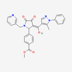 molecular formula C29H24N4O5 B5447342 methyl 4-[(3E)-3-[hydroxy-(5-methyl-1-phenylpyrazol-4-yl)methylidene]-4,5-dioxo-1-(pyridin-3-ylmethyl)pyrrolidin-2-yl]benzoate 