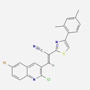 (E)-3-(6-bromo-2-chloroquinolin-3-yl)-2-[4-(2,4-dimethylphenyl)-1,3-thiazol-2-yl]prop-2-enenitrile