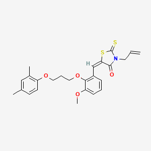 (5E)-5-[[2-[3-(2,4-dimethylphenoxy)propoxy]-3-methoxyphenyl]methylidene]-3-prop-2-enyl-2-sulfanylidene-1,3-thiazolidin-4-one