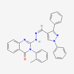 2-[(2Z)-2-[(1,3-diphenylpyrazol-4-yl)methylidene]hydrazinyl]-3-(2-methylphenyl)quinazolin-4-one