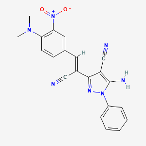 5-Amino-3-[(1Z)-1-cyano-2-[4-(dimethylamino)-3-nitrophenyl]eth-1-EN-1-YL]-1-phenyl-1H-pyrazole-4-carbonitrile