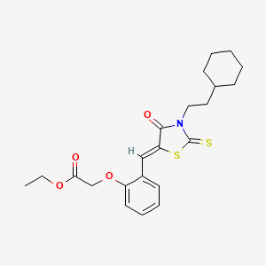 ethyl (2-{[3-(2-cyclohexylethyl)-4-oxo-2-thioxo-1,3-thiazolidin-5-ylidene]methyl}phenoxy)acetate