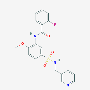 2-fluoro-N-(2-methoxy-5-{[(3-pyridinylmethyl)amino]sulfonyl}phenyl)benzamide