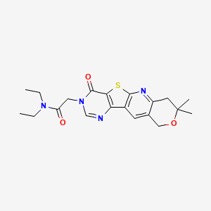 2-(5,5-dimethyl-15-oxo-6-oxa-17-thia-2,12,14-triazatetracyclo[8.7.0.03,8.011,16]heptadeca-1,3(8),9,11(16),12-pentaen-14-yl)-N,N-diethylacetamide