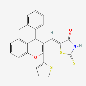 (5Z)-5-{[4-(2-methylphenyl)-2-(thiophen-2-yl)-4H-chromen-3-yl]methylidene}-2-thioxo-1,3-thiazolidin-4-one