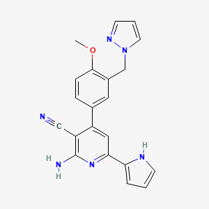 2-amino-4-[4-methoxy-3-(1H-pyrazol-1-ylmethyl)phenyl]-6-(1H-pyrrol-2-yl)nicotinonitrile