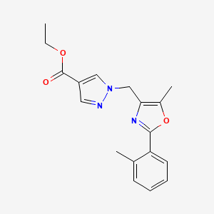 ethyl 1-{[5-methyl-2-(2-methylphenyl)-1,3-oxazol-4-yl]methyl}-1H-pyrazole-4-carboxylate