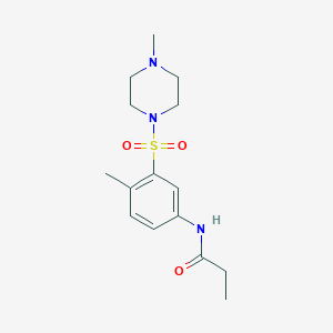 molecular formula C15H23N3O3S B5448962 N-{4-methyl-3-[(4-methyl-1-piperazinyl)sulfonyl]phenyl}propanamide 