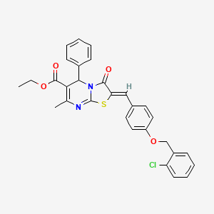 ethyl (2Z)-2-{4-[(2-chlorobenzyl)oxy]benzylidene}-7-methyl-3-oxo-5-phenyl-2,3-dihydro-5H-[1,3]thiazolo[3,2-a]pyrimidine-6-carboxylate