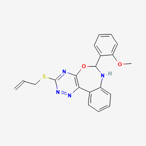 molecular formula C20H18N4O2S B5449003 2-[3-(Allylsulfanyl)-6,7-dihydro[1,2,4]triazino[5,6-D][3,1]benzoxazepin-6-YL]phenyl methyl ether 