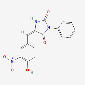 molecular formula C16H11N3O5 B5449097 (5E)-5-[(4-hydroxy-3-nitrophenyl)methylidene]-3-phenylimidazolidine-2,4-dione 