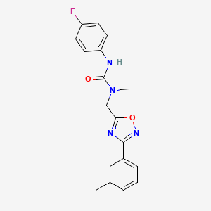 molecular formula C18H17FN4O2 B5449224 N'-(4-fluorophenyl)-N-methyl-N-{[3-(3-methylphenyl)-1,2,4-oxadiazol-5-yl]methyl}urea 