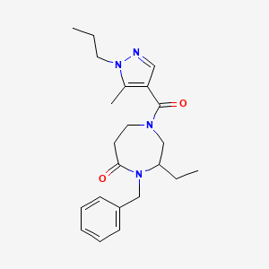 4-benzyl-3-ethyl-1-[(5-methyl-1-propyl-1H-pyrazol-4-yl)carbonyl]-1,4-diazepan-5-one