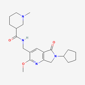 N-[(6-cyclopentyl-2-methoxy-5-oxo-6,7-dihydro-5H-pyrrolo[3,4-b]pyridin-3-yl)methyl]-1-methylpiperidine-3-carboxamide